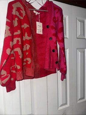 Miracle Red and Pink Kids' Patterned Cardigan Jacket